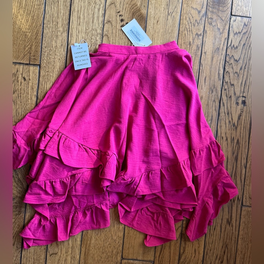 Joyfolie Vibrant Pink Asymmetrical Skirt